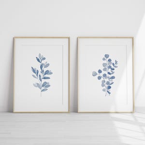 Set de acuarelas de eucalipto azul: Arte botánico minimalista (descarga digital) imagen 13