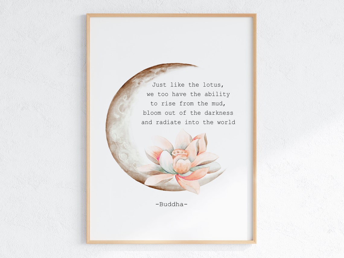 Lotus Flower Quote Wall Art Just Like the Lotus Poster Zen - Etsy