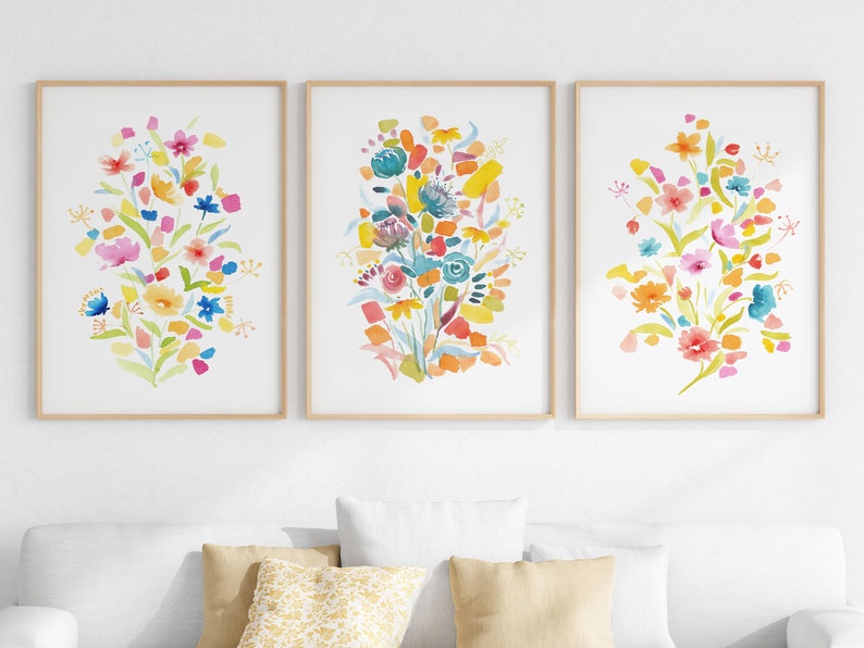 Colorful Wall Decor Flower Printable Wall Art Modern Etsy