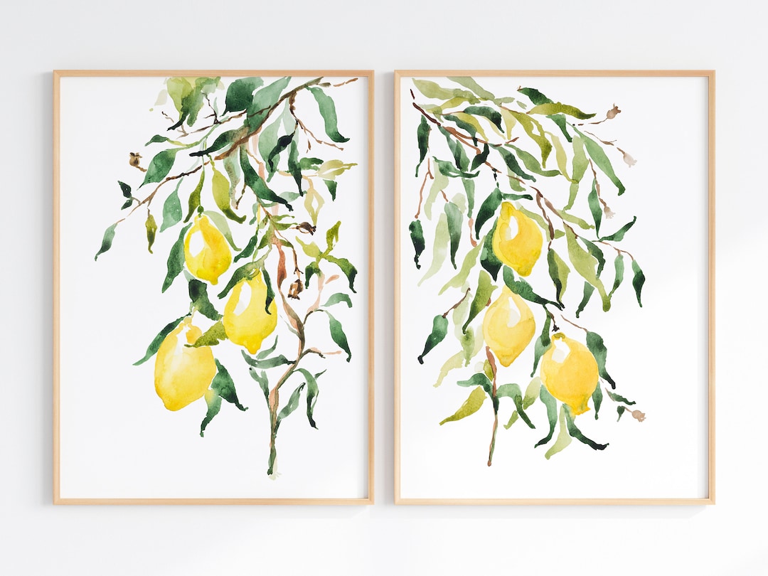 Italian Lemon Wall Art Set of 2 Printable Lemon Tree Artwork - Etsy
