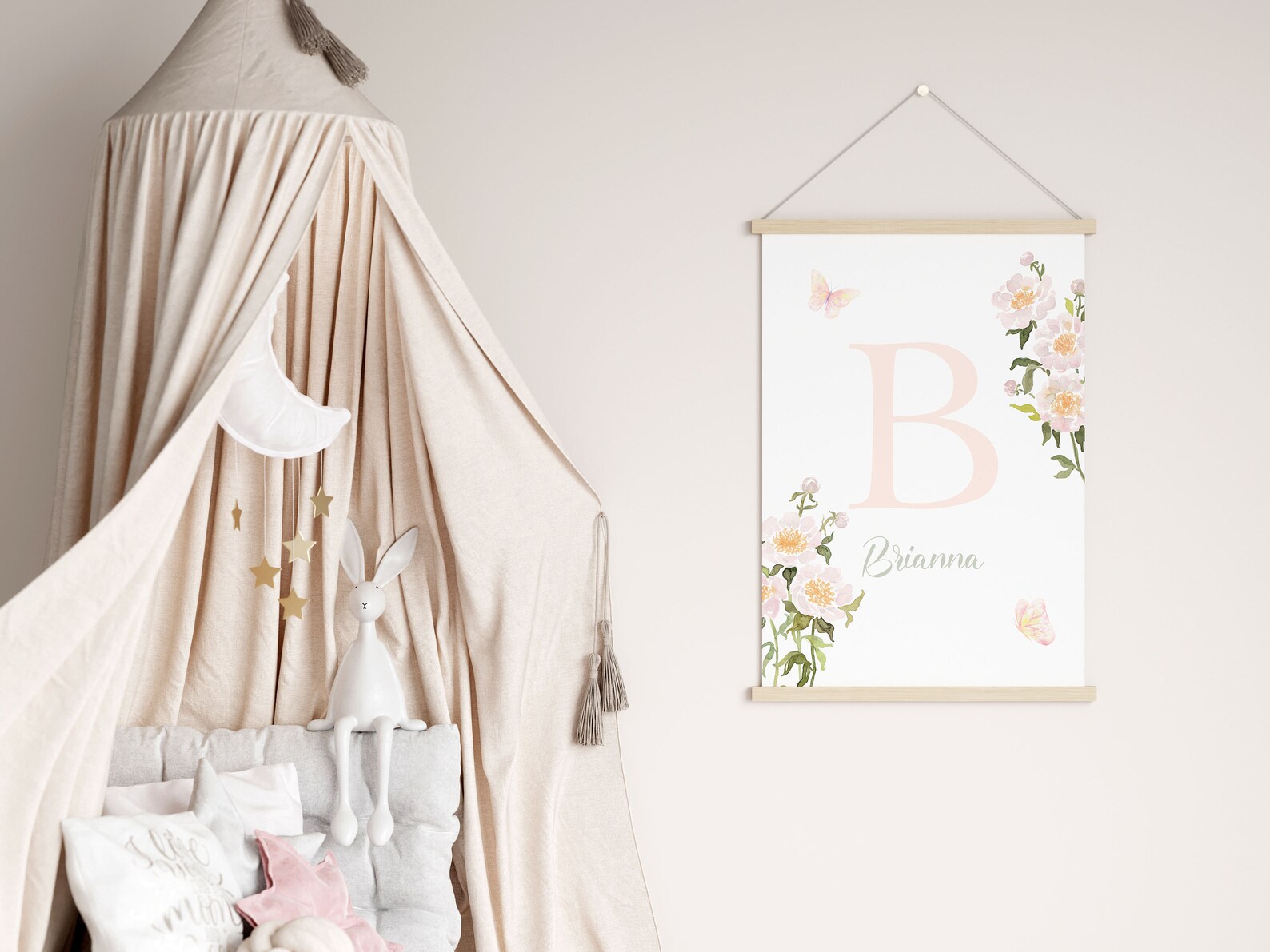 Personalized Baby Girl Floral Initial Nursery Print (digital Download ...