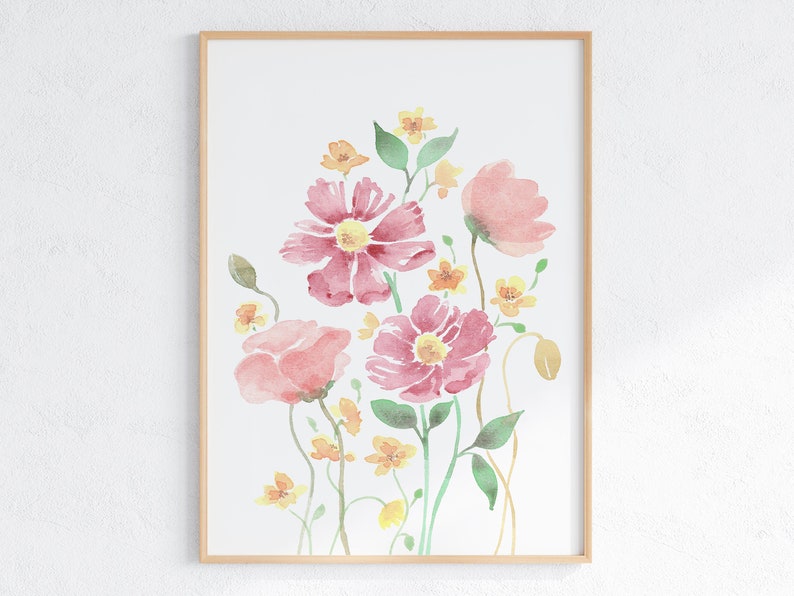 Wildflower Watercolor Print Set of 2, Floral Wall Art, Digital Download ...