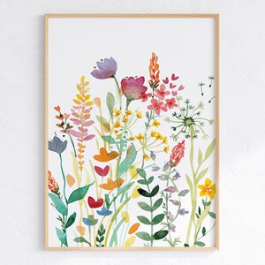 Printable Wildflowers Art Set of 3, Colorful Boho Wall Decor, Botanical ...
