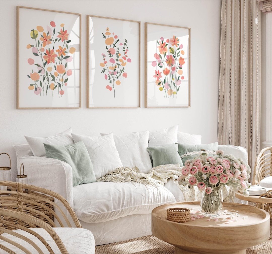 Set of 3 Flower Watercolor Paintings Colorful Girls Room Floral Art Prints Botanical Wall Decor Bright Wildflowers Artwork Digital Download - Etsy Japan