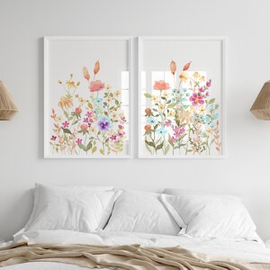 Wildflower Watercolor Print Set of 2, Digital Download, Floral Wall Art ...
