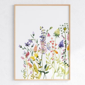 Printable Wildflowers Art Set of 3, Colorful Boho Wall Decor, Botanical ...