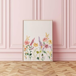 Colorful Floral Watercolor Print Set of 3 Wildflower Field Paintings ...