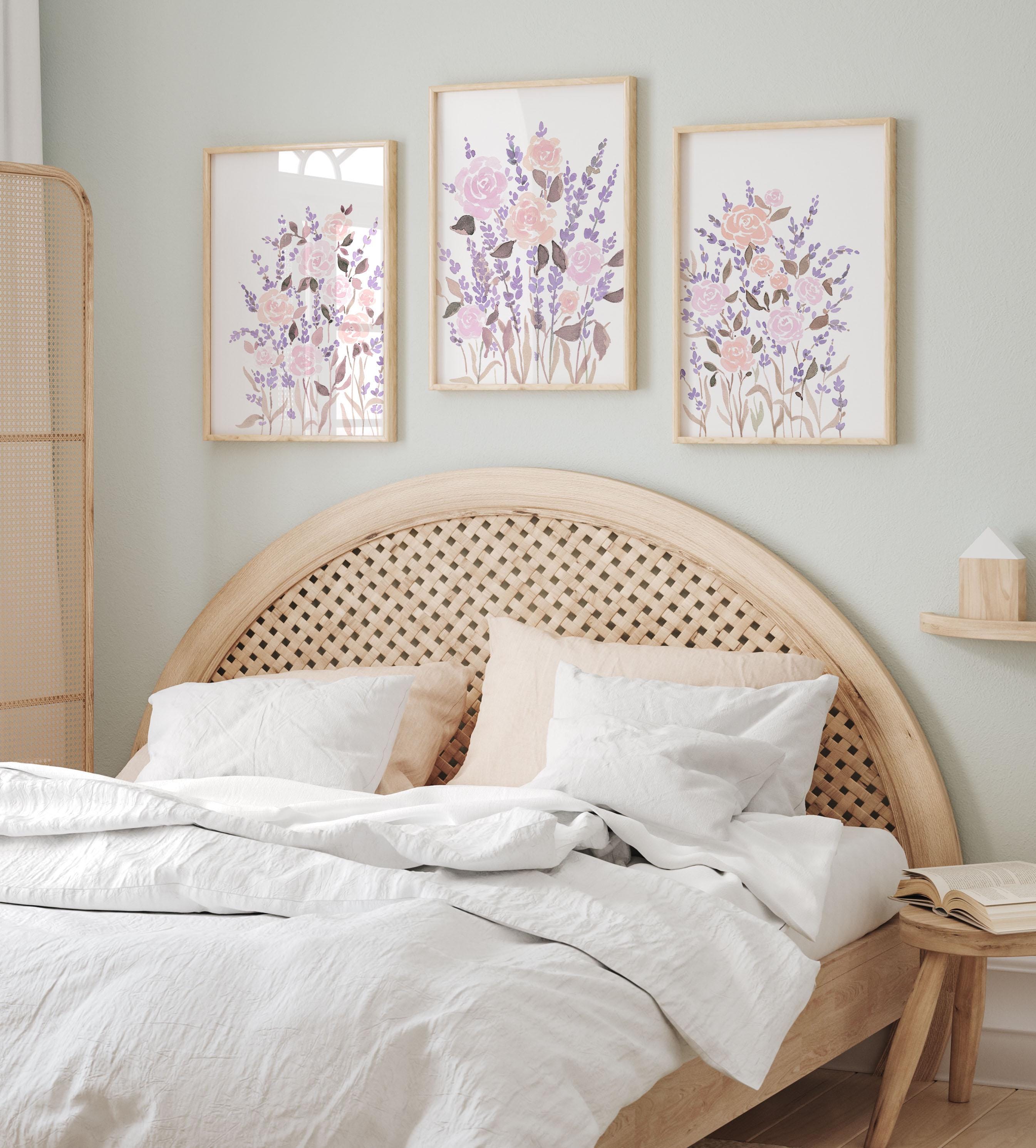 Pink and Purple Floral Nursery Art Set: Pastel Lavender Flower Prints ...