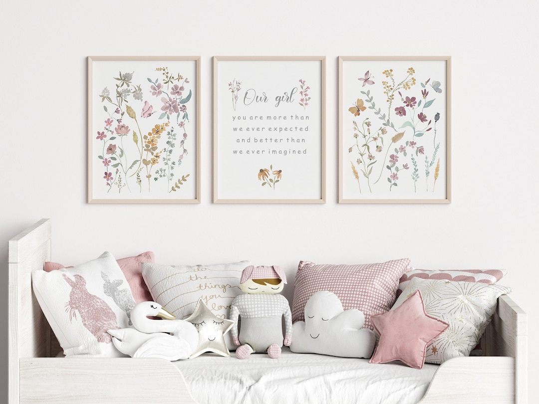 Wildflower Nursery Art Boho Baby Girl Room Decor Floral Our Girl Wall ...