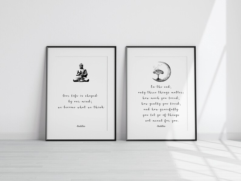 Buddha Quote Wall Art Set of 2 Zen Sayings Prints Spiritual Etsy