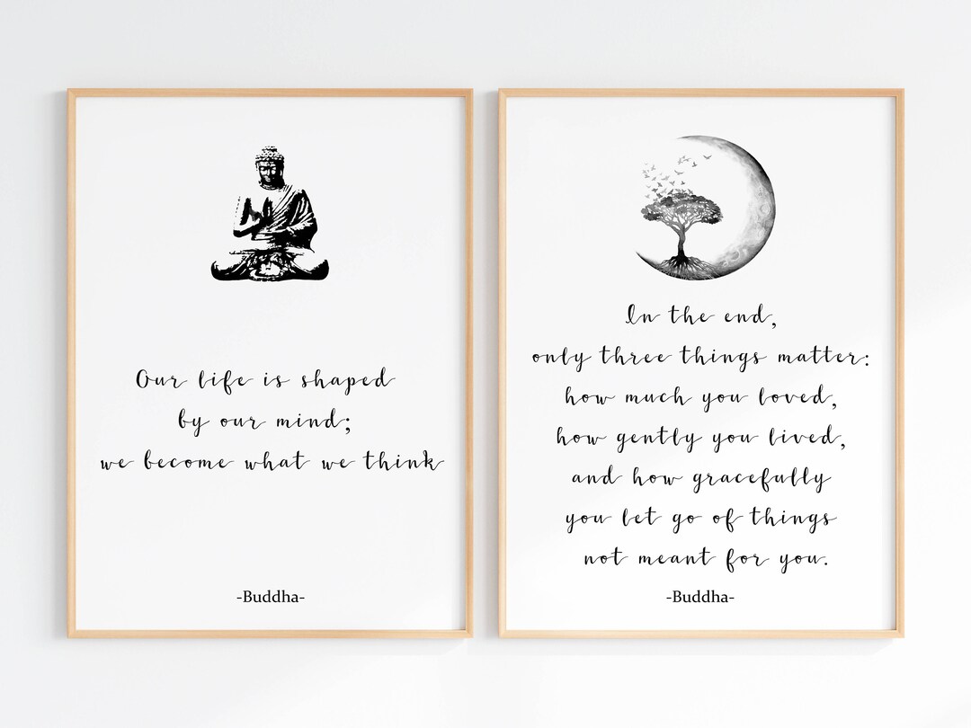 Buddha Quote Wall Art Set of 2 Zen Sayings Prints Spiritual Etsy