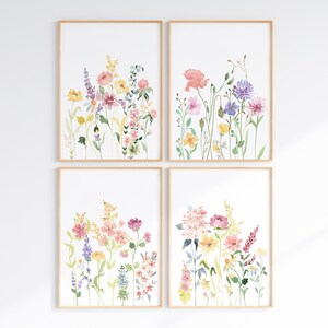 Wildflower Watercolor Prints Set: Girls Nursery Gallery Wall (digital ...