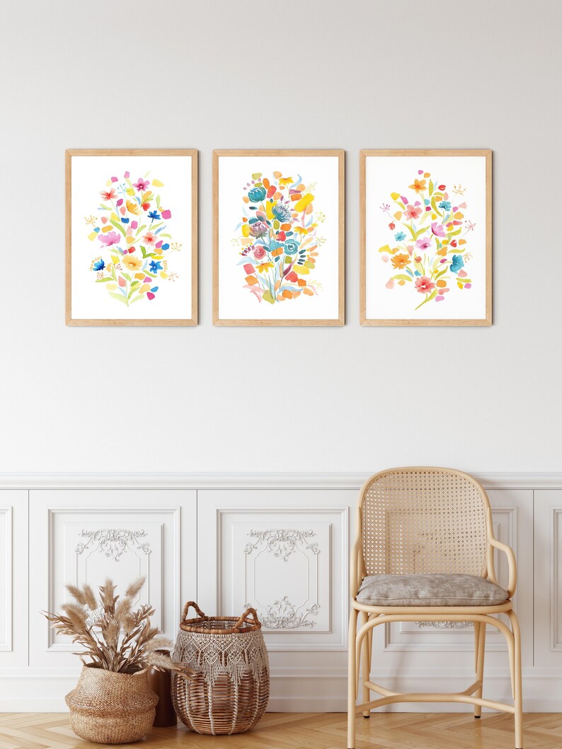 Colorful Wall Decor Flower Printable Wall Art Modern Etsy