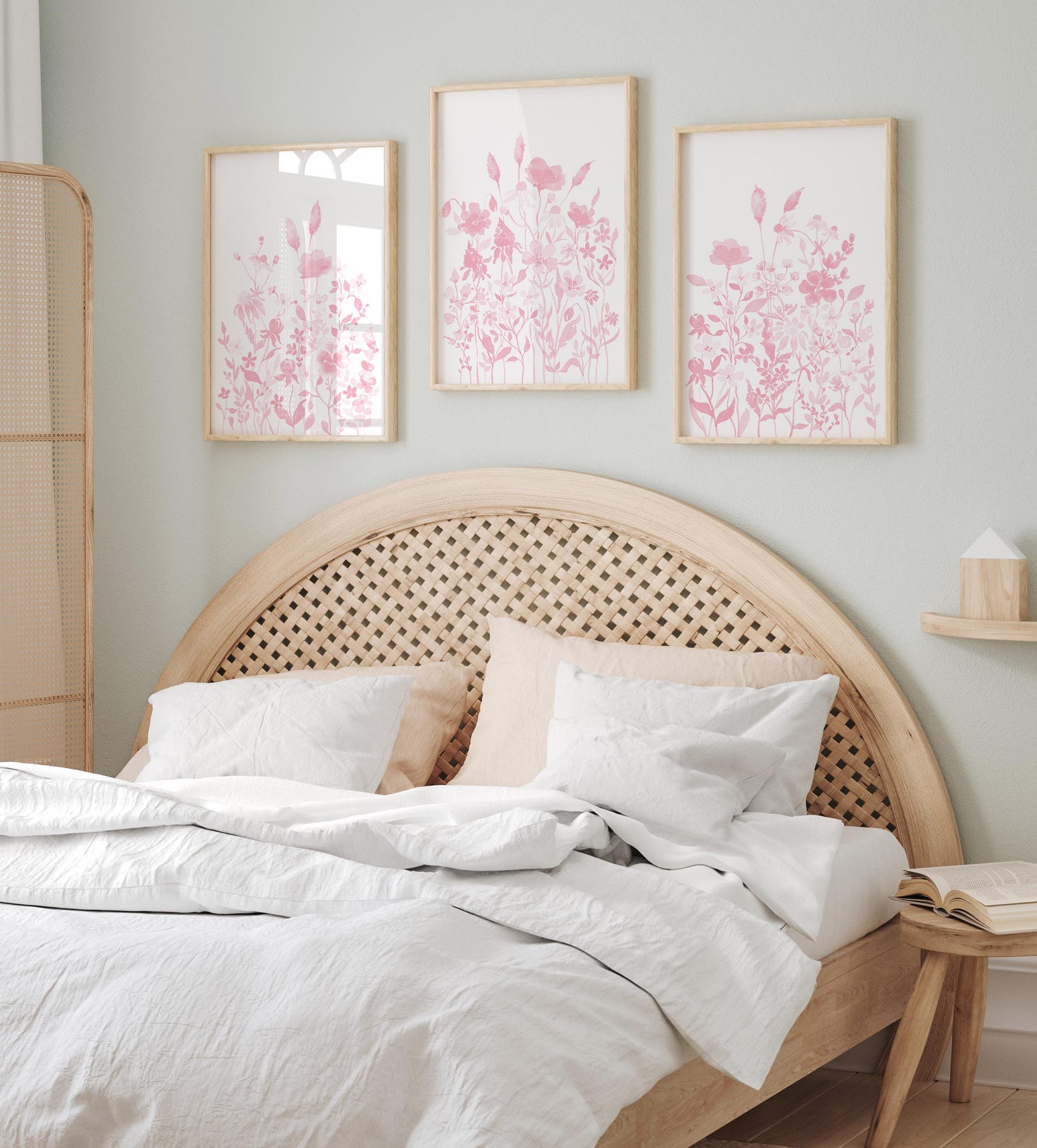 Blush Pink Wildflower Watercolor Print Set, Girl Nursery Decor (digital ...