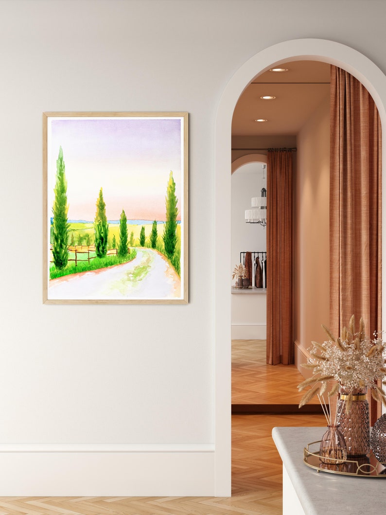 Tuscany Printable Wall Art Italy Landscape Watercolor Etsy