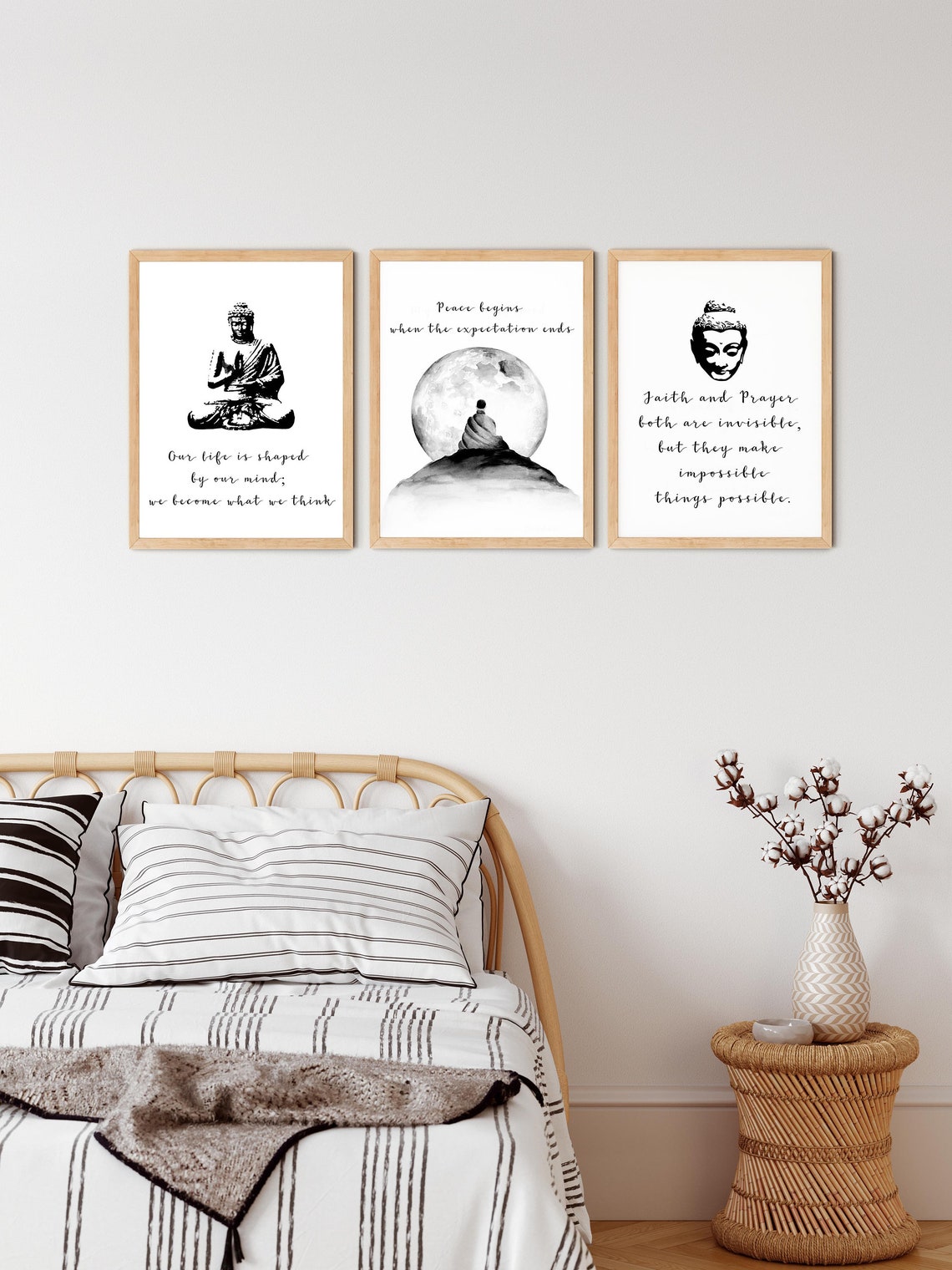 Buddha Quotes Printable Wall Art Set of 3 Zen Buddhism - Etsy