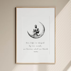Minimalist Buddha Quote Wall Art Spiritual Gift for Friend Mindfulness Meditation Print for Yoga Room Decor Zen Printable Poster for Bedroom