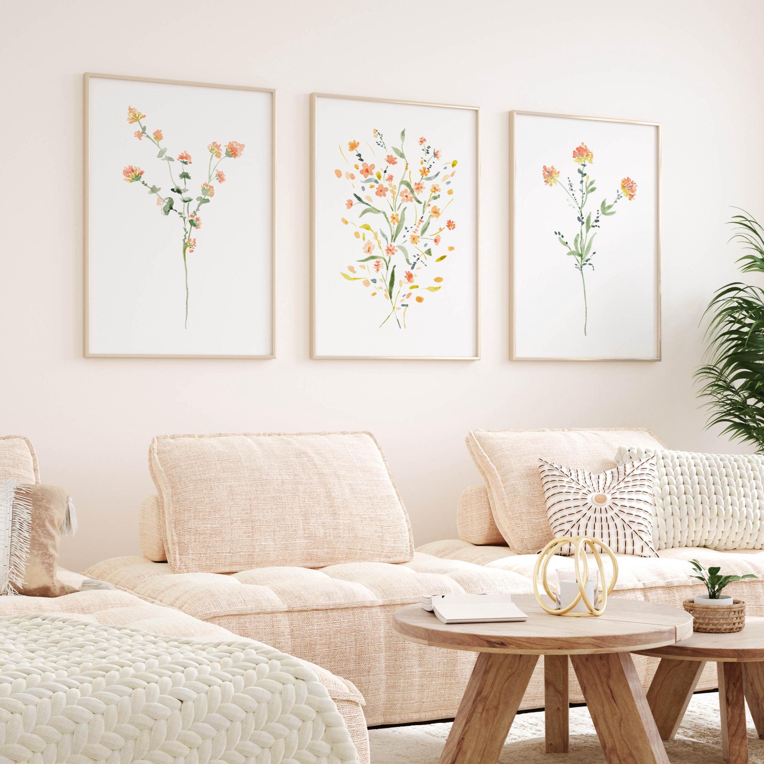 Floral Wall Art Set of 3, Boho Botanical Prints (digital Download) - Etsy