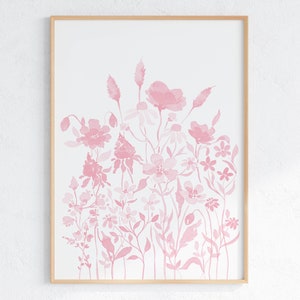 Blush Pink Wildflower Watercolor Print Set, Girl Nursery Decor (digital ...
