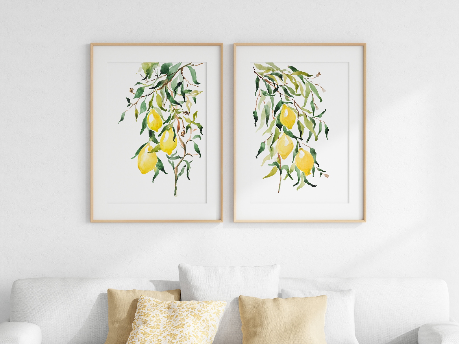 Italian Lemon Wall Art Set of 2 Printable Lemon Artwork - Etsy
