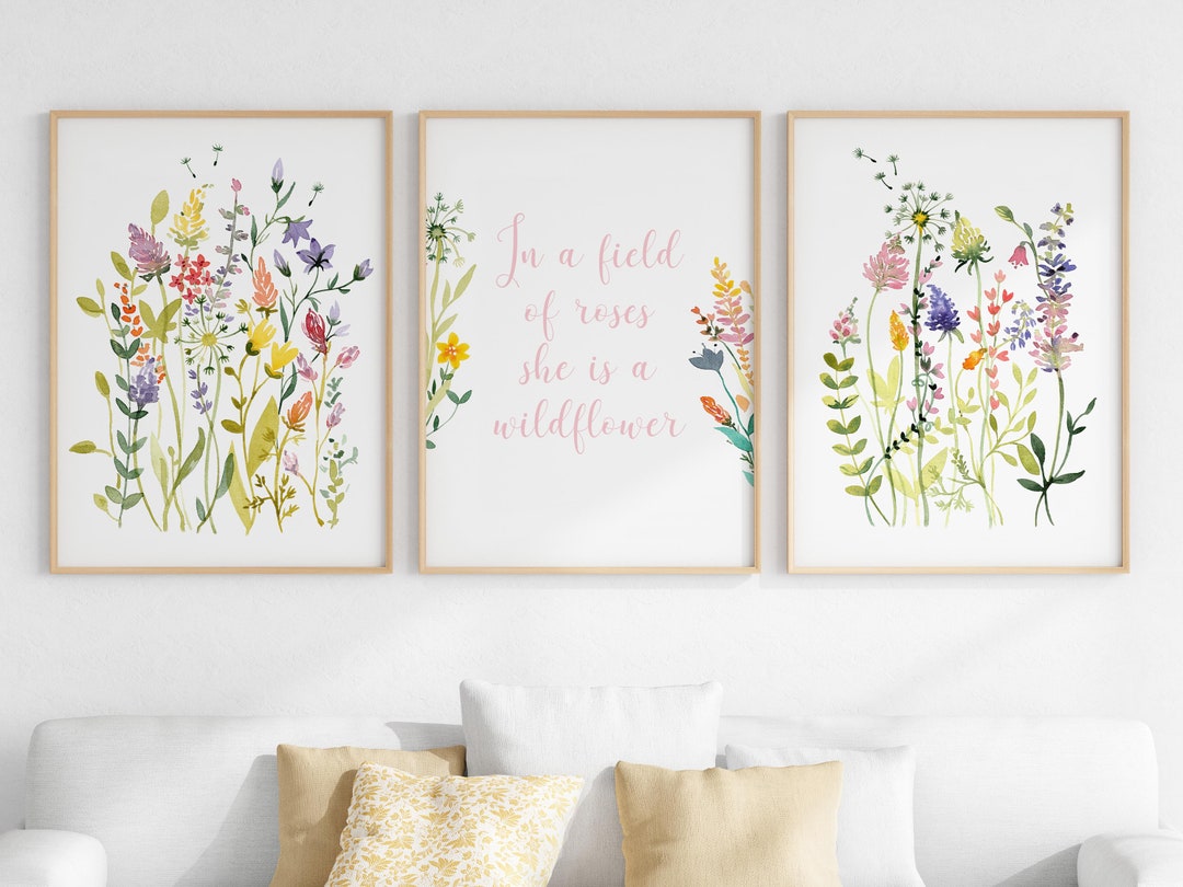 Wildflower Watercolor Print Set: Girl Nursery Decor (digital Download ...