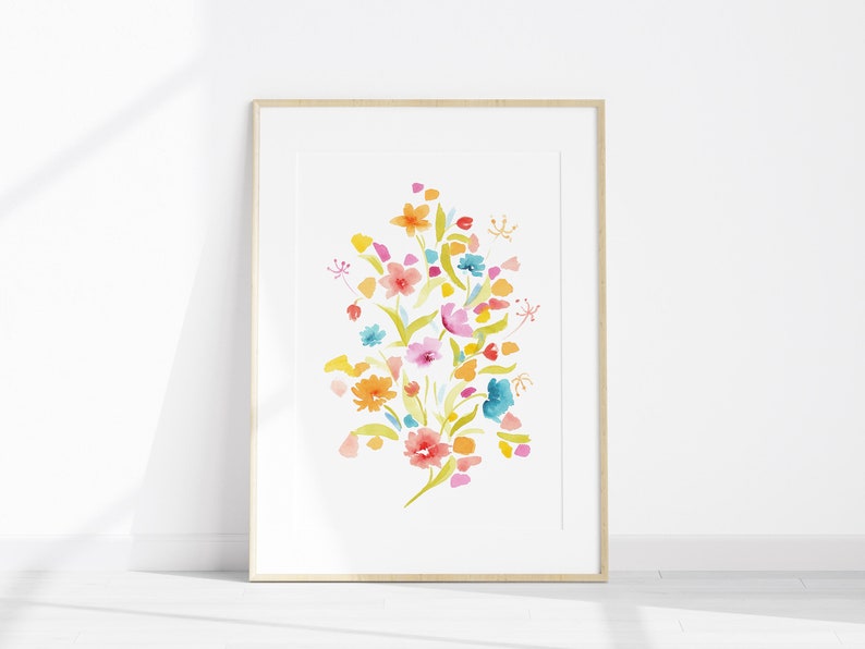 Colorful Wall Decor Flower Printable Wall Art Modern Etsy
