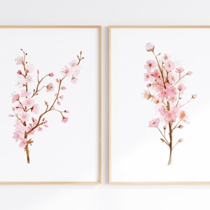 Cherry Blossom Wall Decor, Digital Download Print Set of 2, Blush Pink ...
