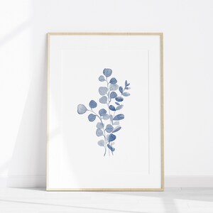 Set de acuarelas de eucalipto azul: Arte botánico minimalista (descarga digital) imagen 12