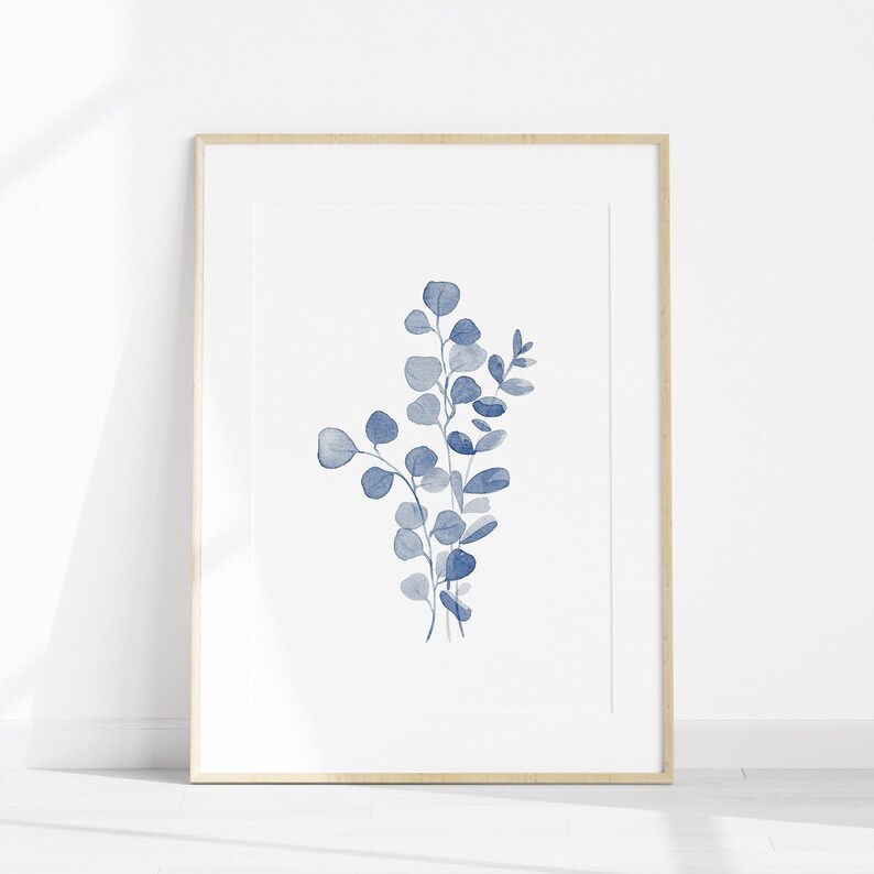 Set de acuarelas de eucalipto azul: Arte botánico minimalista (descarga digital) imagen 12