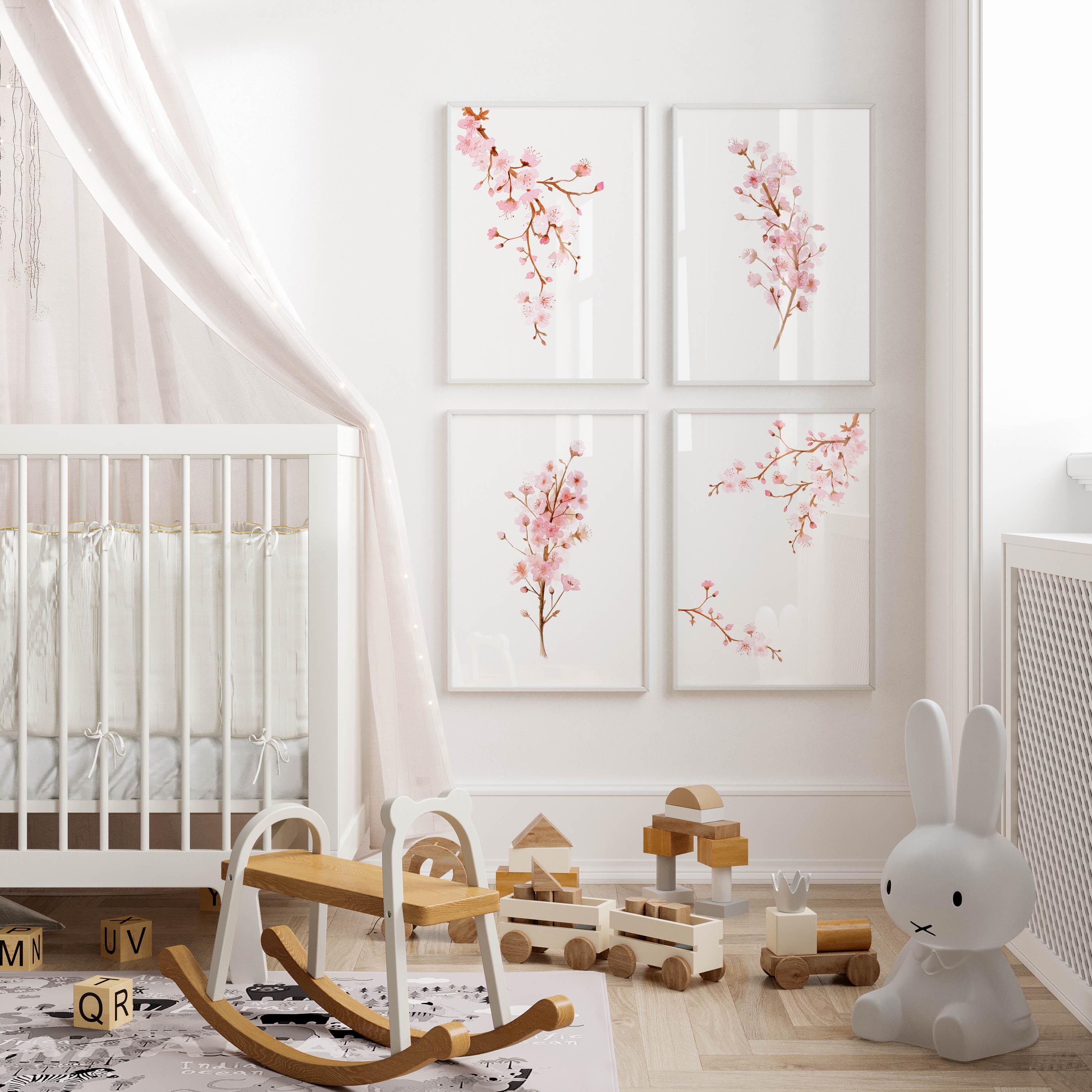 Cherry Blossom Watercolor Print Set: Blush Pink Sakura Floral Art ...