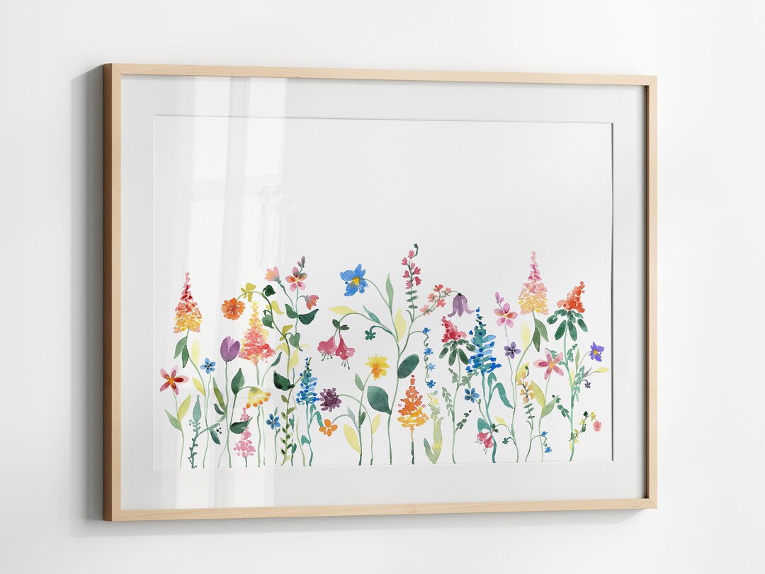 Colorful Wildflower Watercolor Print, Digital Download, Bright Floral ...