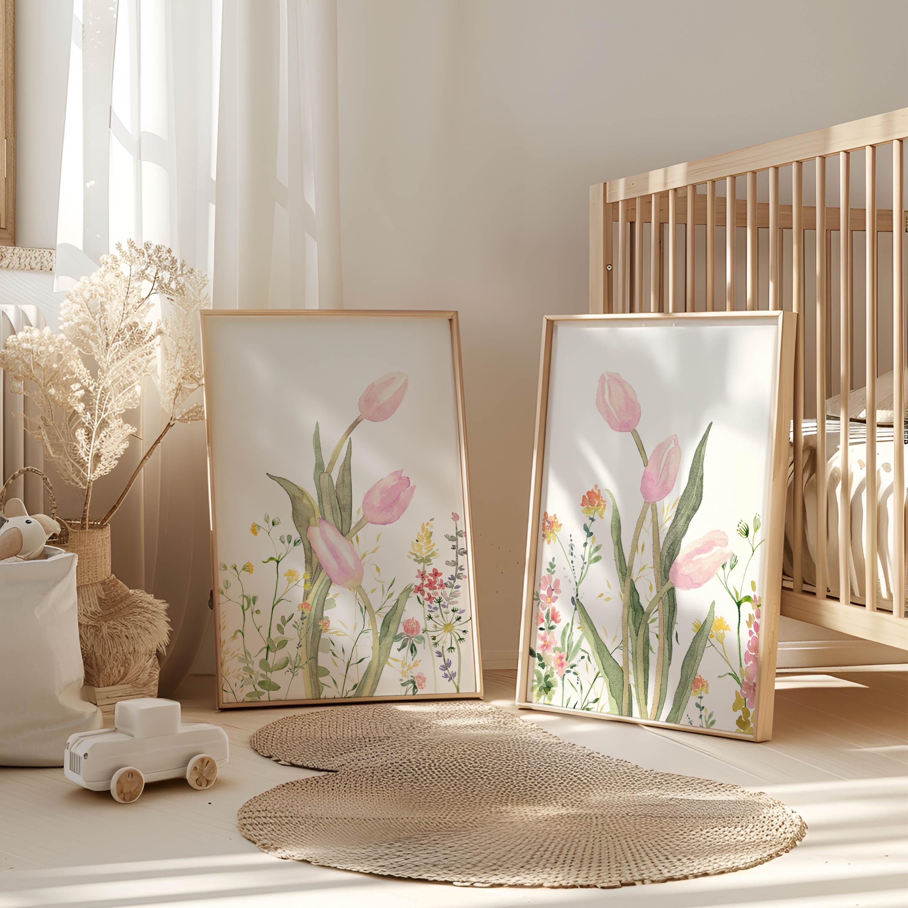 Tulip Watercolor Print Set: Wildflower Floral Art (digital Download) - Etsy