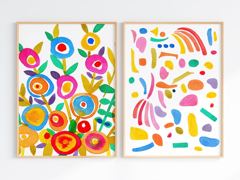 Colorful Wall Art Printable Playroom Wall Art Abstract Etsy