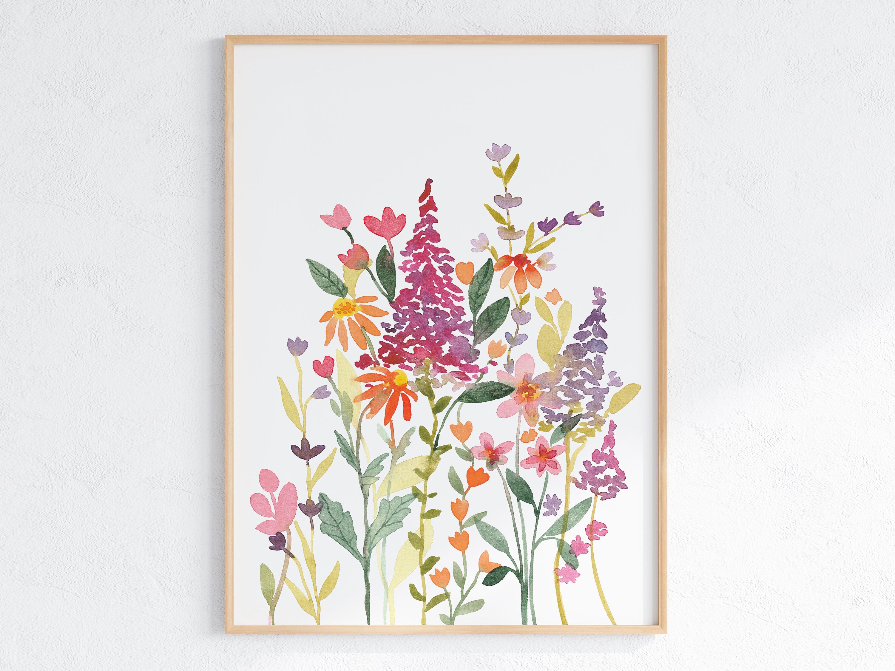 Floral Initial Nursery Art: Wildflower Watercolor Print Set, Baby Girls ...