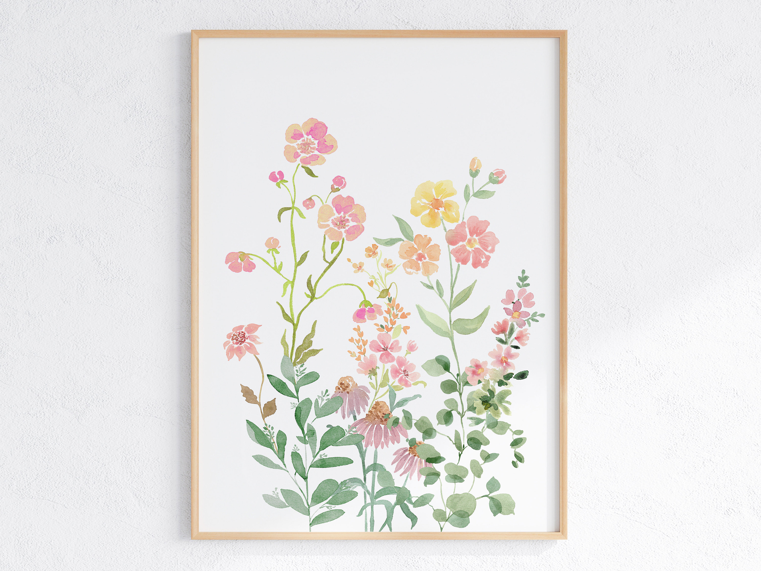 Wildflower Watercolor Print Set: Floral Botanical Wall Art (digital ...