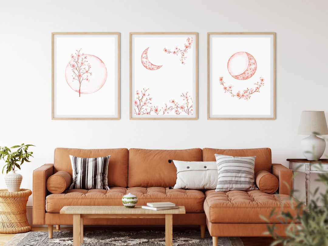 Boho Moon Wall Decor Celestial Watercolor Boho Nursery Etsy