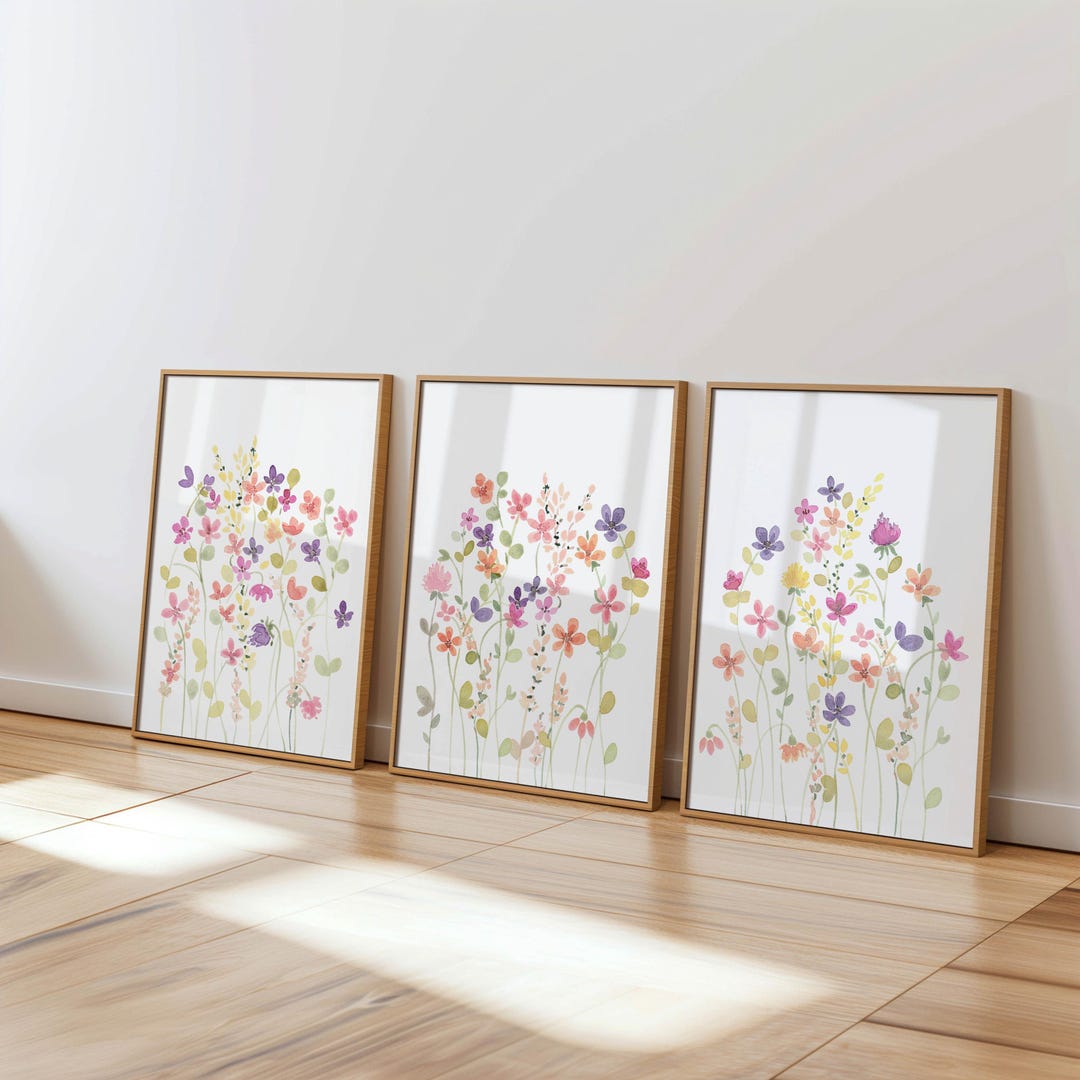 Flowers Nursery Wall Decor Little Girls Room Wall Art Floral Watercolor ...