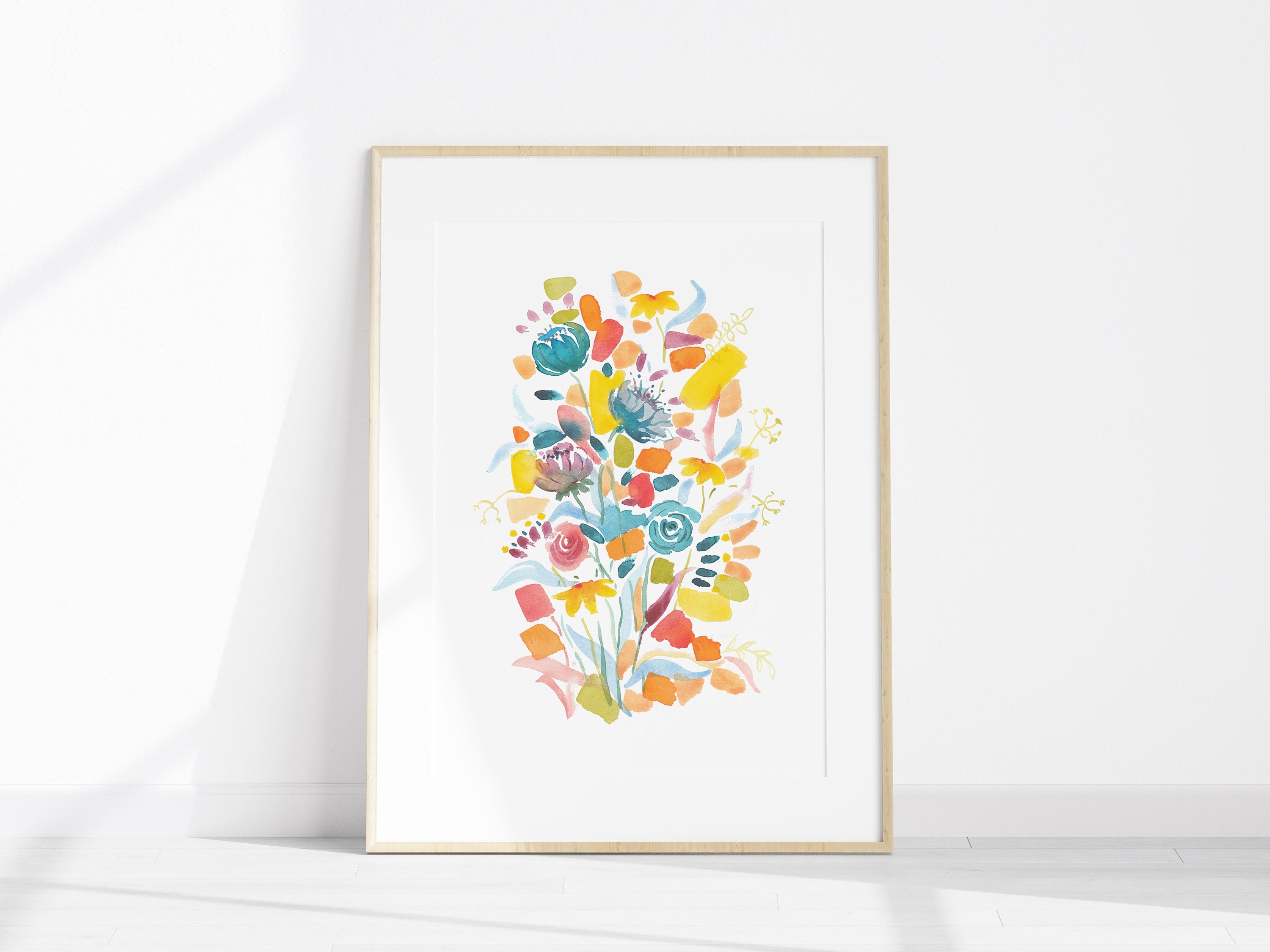Colorful Wall Decor Flower Printable Wall Art Modern | Etsy