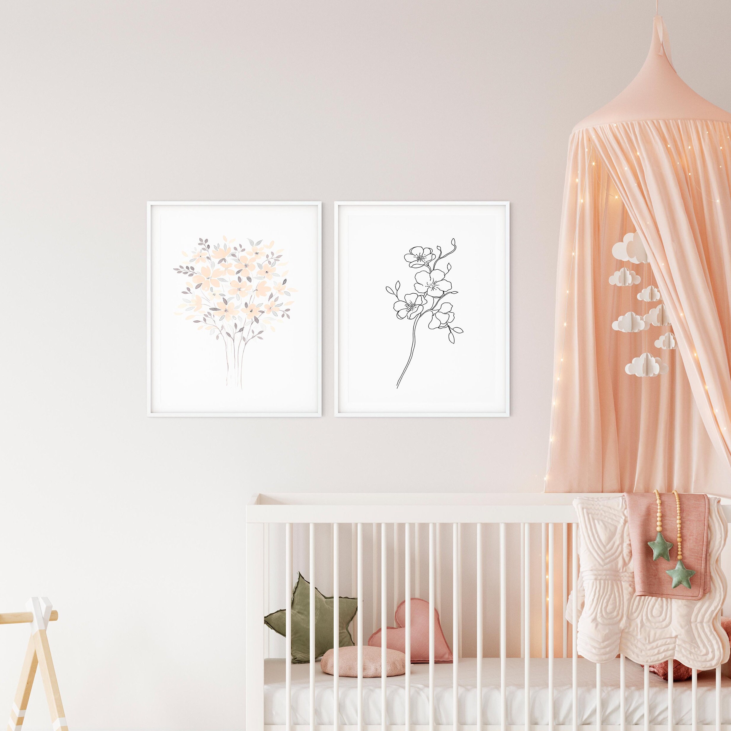 Flower Watercolor Floral Art Prints Girl Nursery Decor | Etsy