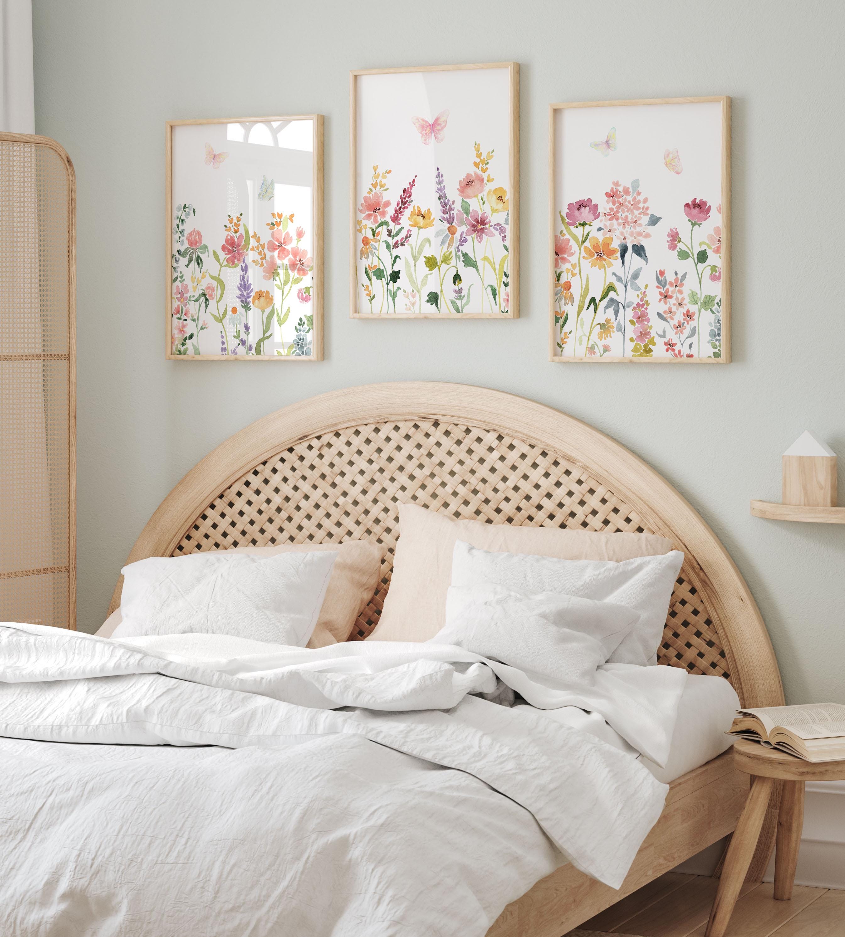 Watercolor Wildflower & Butterfly Nursery Prints, Set of 3 (digital ...