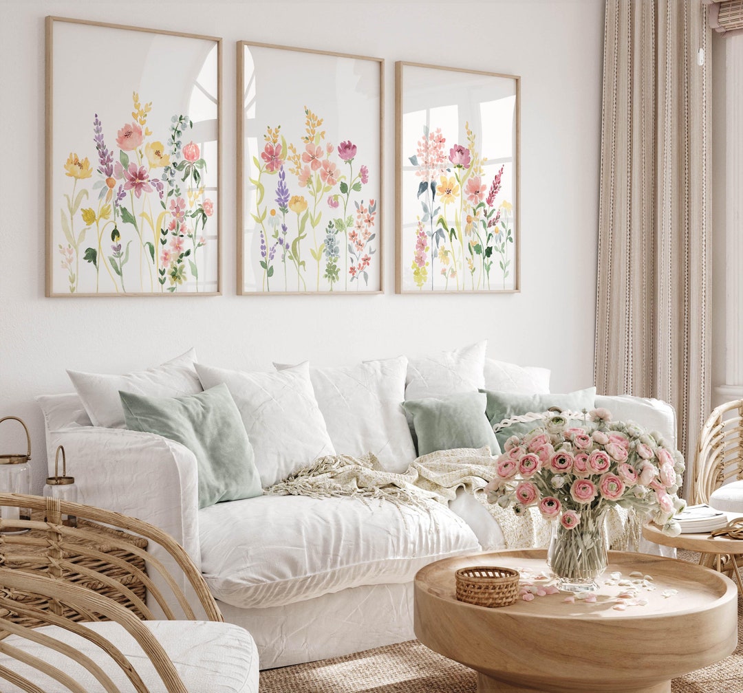 Watercolor Wildflower Print Set: Colorful Floral Nursery Art (digital ...