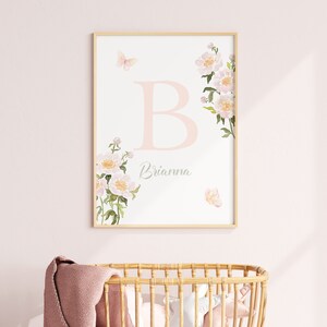 Personalized Baby Girl Floral Initial Nursery Print (digital Download ...