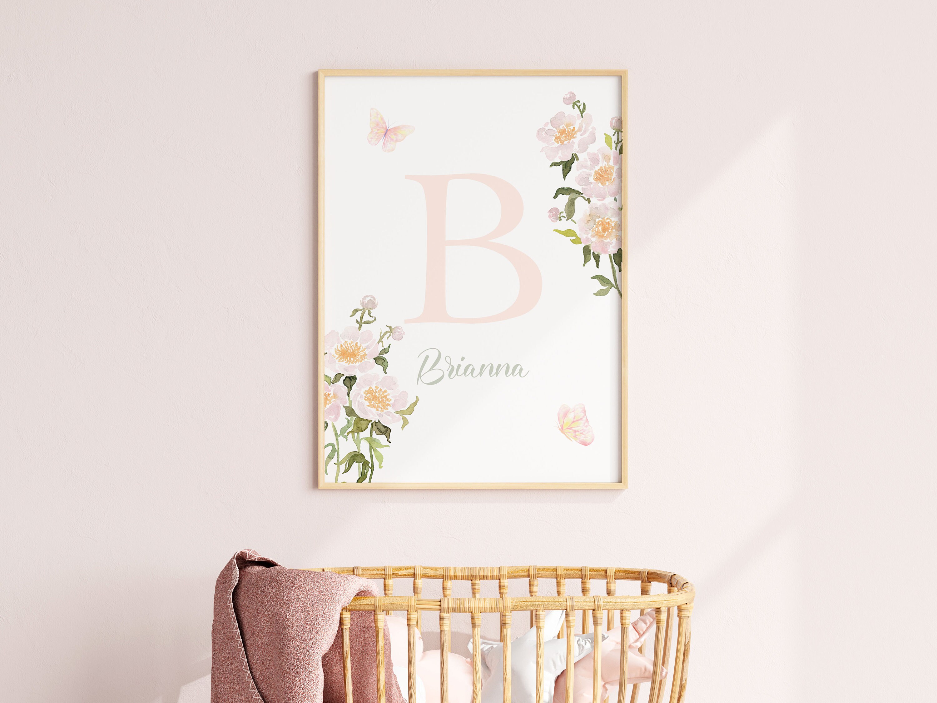 Personalized Baby Girl Floral Initial Nursery Print (digital Download ...