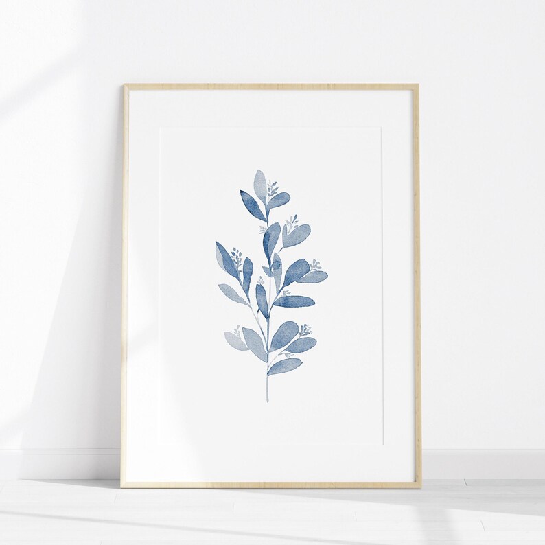 Set de acuarelas de eucalipto azul: Arte botánico minimalista (descarga digital) imagen 11