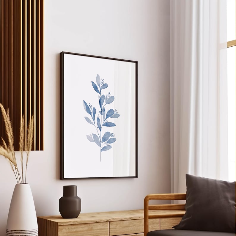 Set de acuarelas de eucalipto azul: Arte botánico minimalista (descarga digital) imagen 8