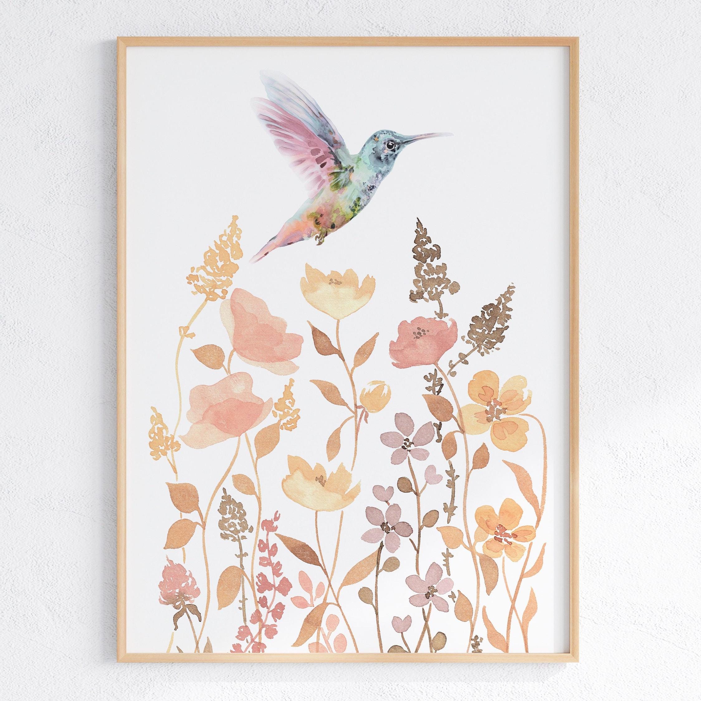 Hummingbird Wildflower Nursery Prints: Boho Girl Room Decor (digital ...