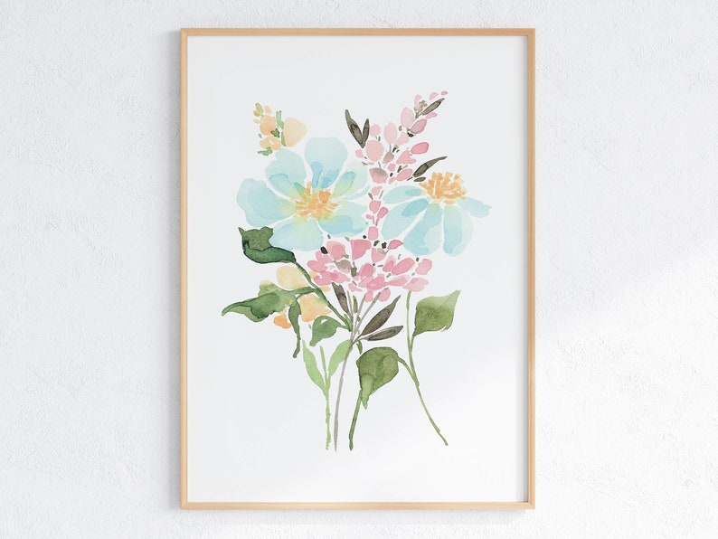 Colorful Floral Watercolor Print Set of 3, Wildflower Wall Art, Digital ...