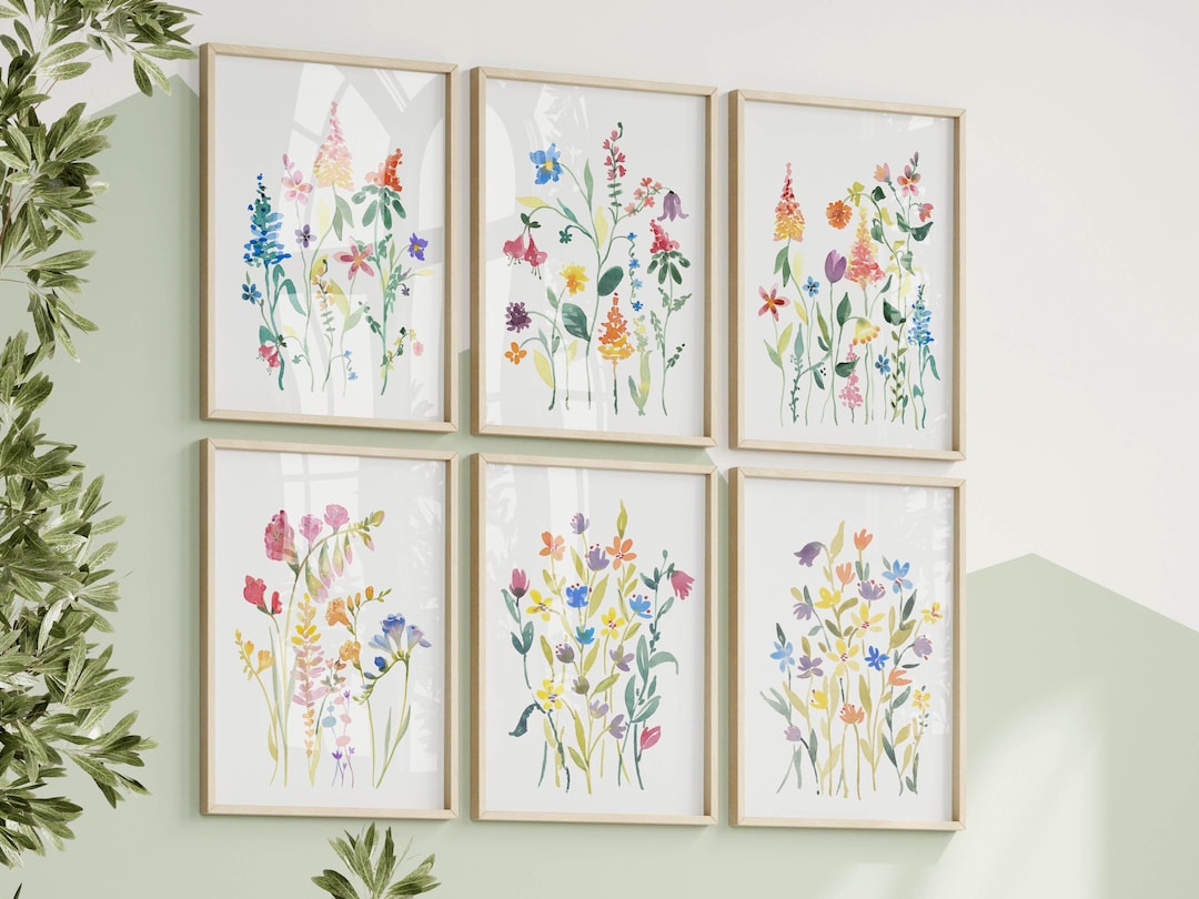 Watercolor Wildflower Prints Set: Floral Gallery Wall Art (digital ...