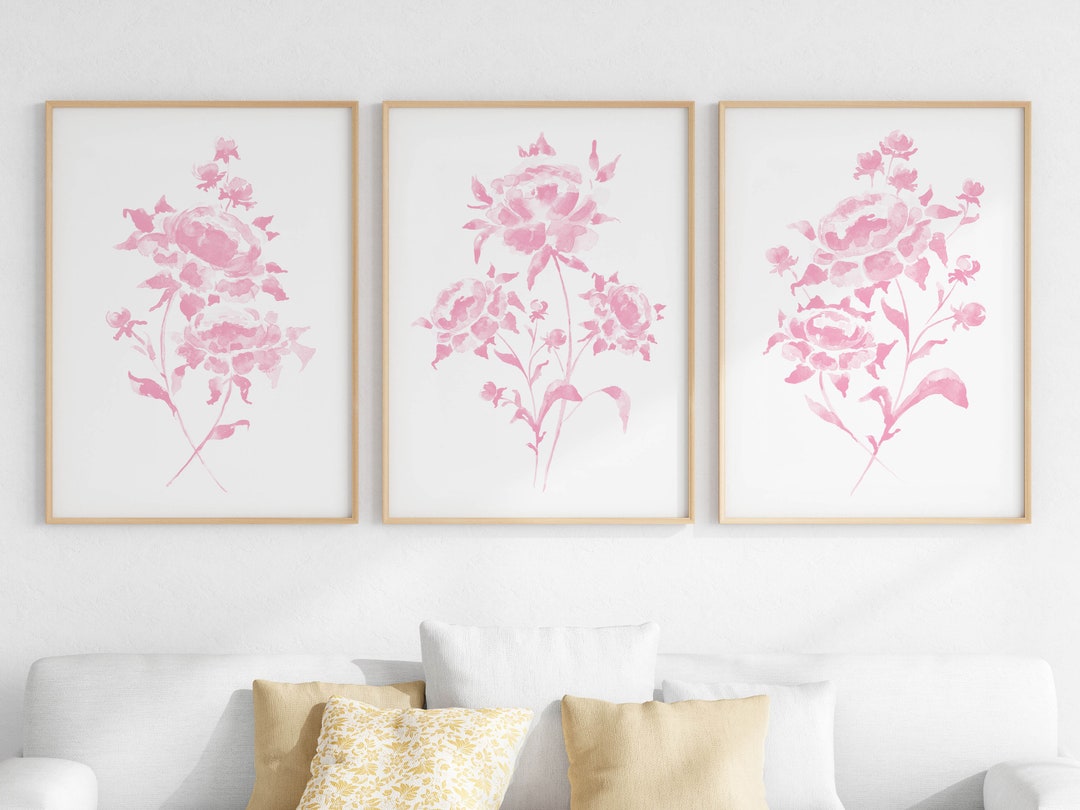 Blush Pink Peony Watercolor Art Prints - Set of 3 (digital Download) - Etsy