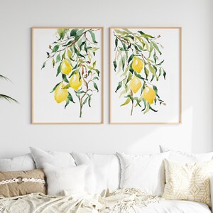 Italian Lemon Wall Art Set of 2 Printable Lemon Tree Artwork - Etsy